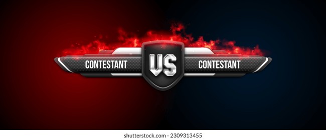 Versus banner with fire and sparks. Sport battle template. Vector illustration.