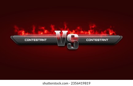 Versus banner with fire and sparks. Sport battle template. Vector illustration.