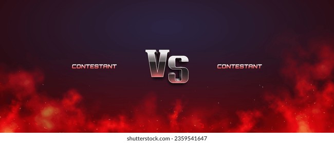 Versus banner with fire and sparks. Sport battle template. Vector illustration.