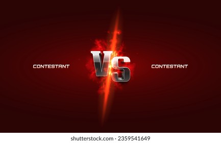 Versus banner with fire and sparks. Sport battle template. Vector illustration.