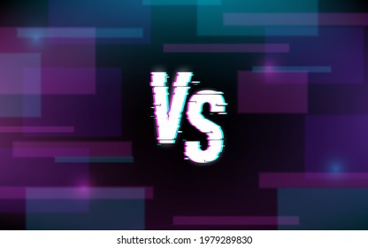 Versus banner glitch text background. Vector illustration