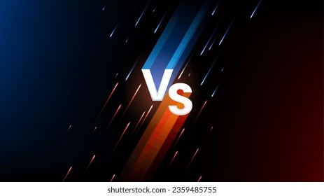 Versus Banner aislado en fondo rojo y azul, fácil de editar, ilustración vectorial