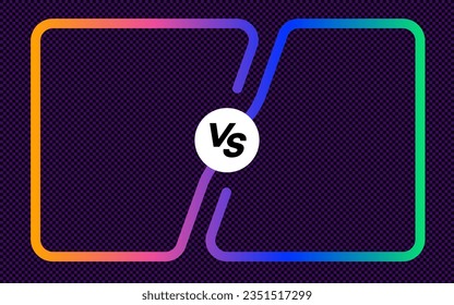 Versus banner neon frame and vs sign vector isolated