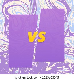 Versus banner on divided background. VS screen. Decorative battle background with lettering. Template for - poster, flyer, brochure, card. Vector illustration.