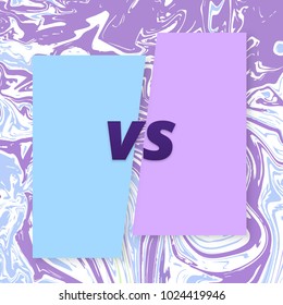 Versus banner on divided background. VS screen. Decorative battle background with lettering. Template for - poster, flyer, brochure, card. Vector illustration.