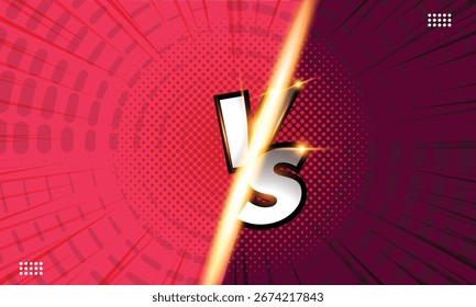 Banner verso com fundo vermelho e amarelo. Modelo de críquete para team battle match. Tela Versus. Papel de parede estilo cômico, quadro cômico.
