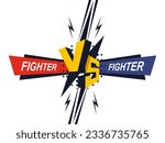 Versus banner. VS. Game battle with lightning on isolated white background. Vector illustration template, banner, and poster.