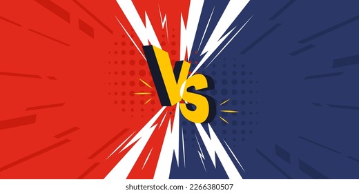 Versus banner. VS. Game battle separation of two color, red and blue. Vector illustration template, background and poster.