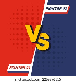 Versus banner. VS. Game battle separation of two color, red and blue. Vector illustration template, background and poster.