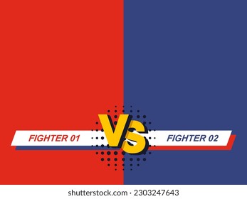 Versus banner. VS. Separación de dos colores, rojo y azul. Plantilla de ilustración de vectores, fondo y afiche.