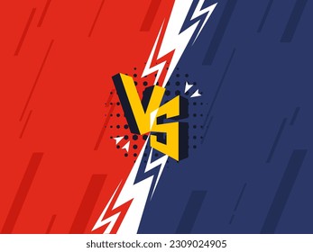 Versus banner. VS. Separación de dos colores, rojo y azul. Plantilla, fondo y afiche de ilustraciones vectoriales.