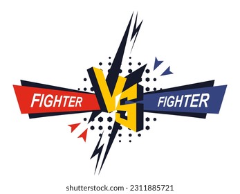 Versus banner. VS. Game battle with lightning on isolated white background. Vector illustration template, banner, and poster.