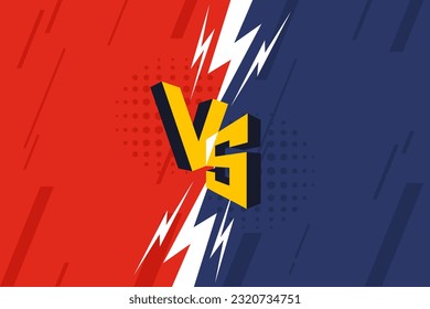 Versus banner. VS. Game battle separation of two color, red and blue. Vector illustration template, background and poster.