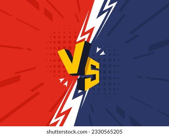 Versus banner. VS. Game battle separation of two color, red and blue. Vector illustration template, background and poster.