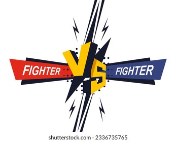 Versus banner. VS. Game battle with lightning on isolated white background. Vector illustration template, banner, and poster.