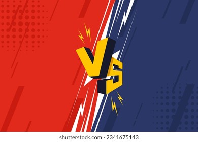 Versus banner. VS. Game battle separation of two color, red and blue. Vector illustration template, background and poster.