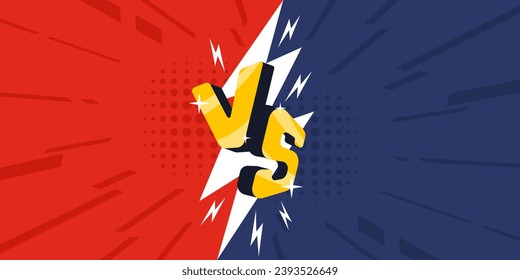 Versus banner. VS. Game battle separation of two color, red and blue. Vector illustration template, background and poster.