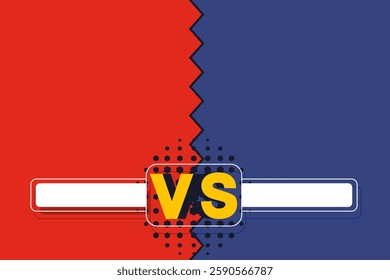 Versus banner. VS. Game battle separation of two color, red and blue. Vector illustration template, background and poster.