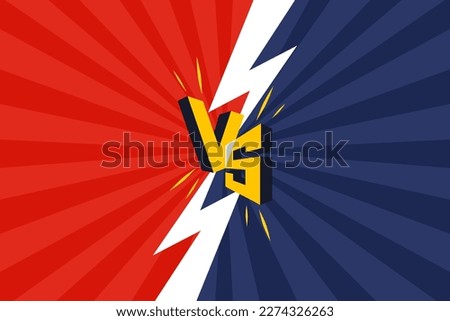 Versus banner. VS. Game battle separation of two color, red and blue. Vector illustration template, background and poster.