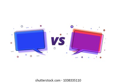 Versus banner. VS  letters with speech bubbles isolated on white background. Element for graphic design - ad, poster, flyer, tag, coupon, invitation card. Vector illustration.