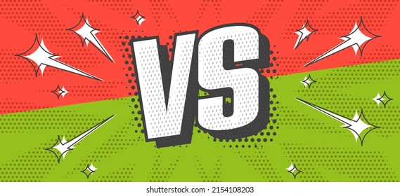 Versus Banner. VS Popart Lettering On Retro Comic Banner Background Vector Illustration