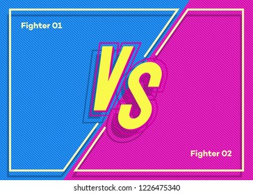 Versus banner with vs sign and frame on modern cyan pink color background for battle, sport, competition, contest, match game, announcement of two fighters. VS concept. Vector 10 eps