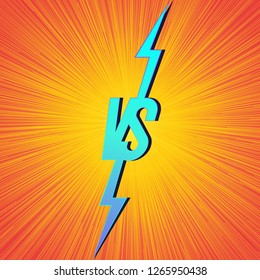 Versus banner with vs sign on bright background for announcement of two fighters, match game, battle, sport, competition, contest. Modern VS concept. Vector 10 eps