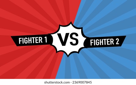 Versus battle background between red and blue. Vs battle headline. Competitions between fighters.