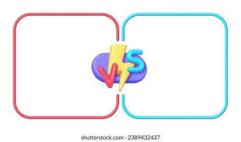 Versus battle banner concept 3d. Background, poster, banner, flyer. Advertising vector poster. Isolated graphic template. Vector illustration