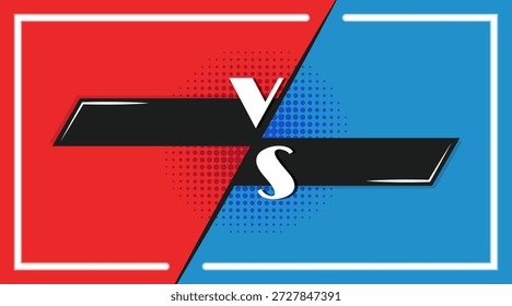 Versus Plantilla de Anuncio de batalla con lados rojos y azules. Diseño dinámico de comparación para la competencia y los juegos