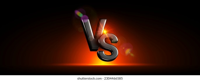 Versus battle with black 3D VS letters. Fight night. Sports, racing, gaming, comparison and competition. Vector template.