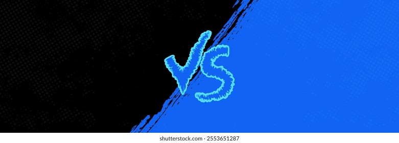 Versus battle in brush scratched grunge comic style background. Battle headline template. Flat modern design. Battle, vs match, game concept competitive vs of floodlights vector design.