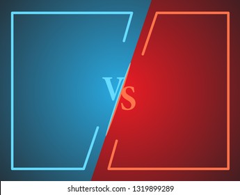 Versus battle, business confrontation screen frames and vs logo vector illustration. Battle banner match, vs letters competition confrontation