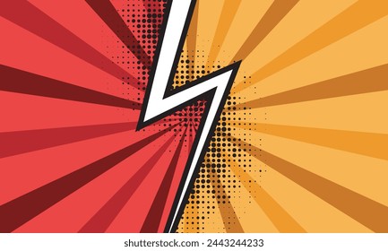 Versus battle comic template illustration red and orange sides pop art design