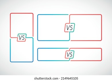 Versus battle frames set. Vs battle headline. Design template for competitions between contestants, fighters or teams. Vector illustration.