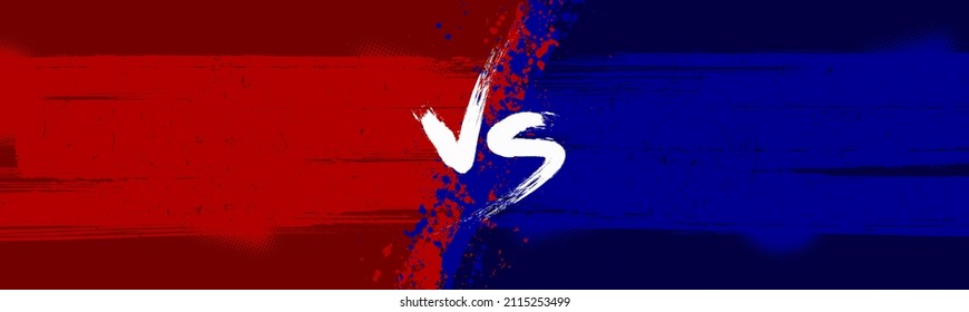 Versus Battle In Grunge Comic Style Background. VS Banner For Esport, Gaming, Mma, Matches, Sport, Competitions, Duel. Grunge Versus Battle Background With Paint, Splashes And Letters VS. Vector