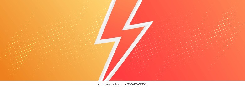 Versus battle in grunge comic style background Dynamic Lightning Bolt Design with Red-Orange Gradient and Halftone Patterns