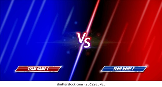 Versus Battle headline Modern banner template, Red and Blue shiny background, Fight Game, Game Interface. Vector