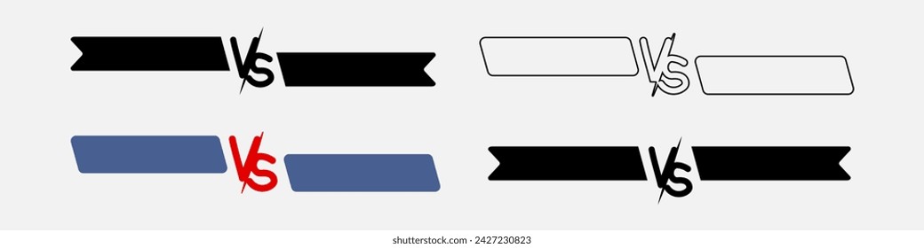 Versus battle label icon set. Confrontation fight	
