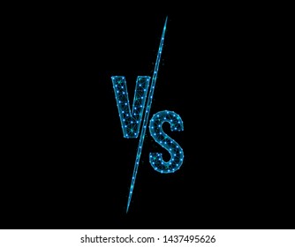 Versus Battle low poly design, Competition vs match game in polygonal style, martial battle vs sport vector illustration on black background