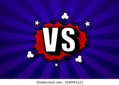 Versus Battle pop art background template for cartoon comic book page or poster. Red vs blue competition. Vector illustration.