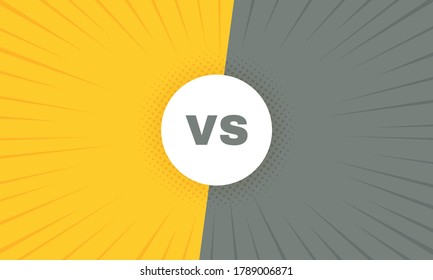 Versus battle retro background with sun rays and halftone. Vs battle headline. Competitions between contestants, fighters or teams. Vector illustration.