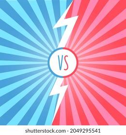 Versus battle retro background with sun rays and halftone. Vs battle headline. Competitions between contestants, fighters or teams.