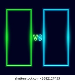 Versus battle screen design, neon competition banner, vector illustration.