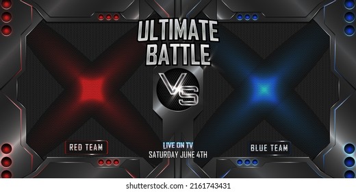 Versus battle super fight realistic 3d screen banner with modern metallic logo