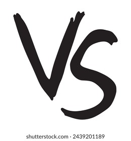Contra el símbolo de batalla logo aislado sobre fondo blanco. VS letras negras para conceptos de batalla, juego o partido.