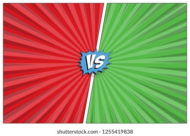 versus battle template with two panels decorated in retro comic style. halftone and radial lines background. vintage pop art illustration easy to edit and customize