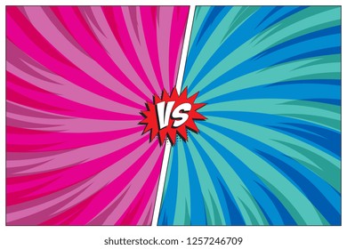 versus battle template with two panels decorated in retro pop art style. halftone and radial lines background. vintage comic illustration easy to edit and customize. eps 10