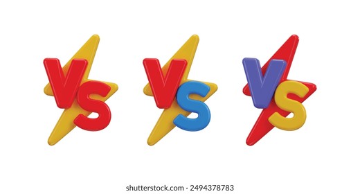 Versus battle vs icon set 3d rendering vector illustration