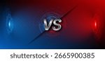 Versus between red and blue on dark background. Background concept for gaming and other competitions with empty space for design. Letter VS for a two-team match.	